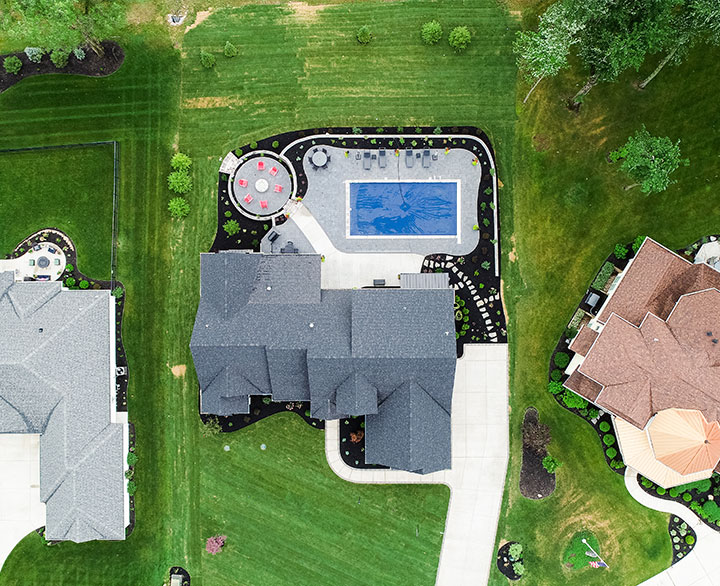 birds eye view of home rooftop