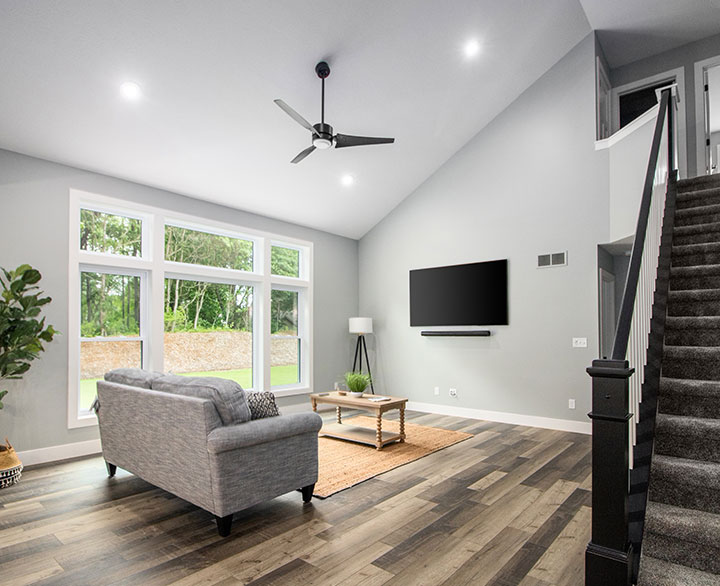 vaulted ceiling living room